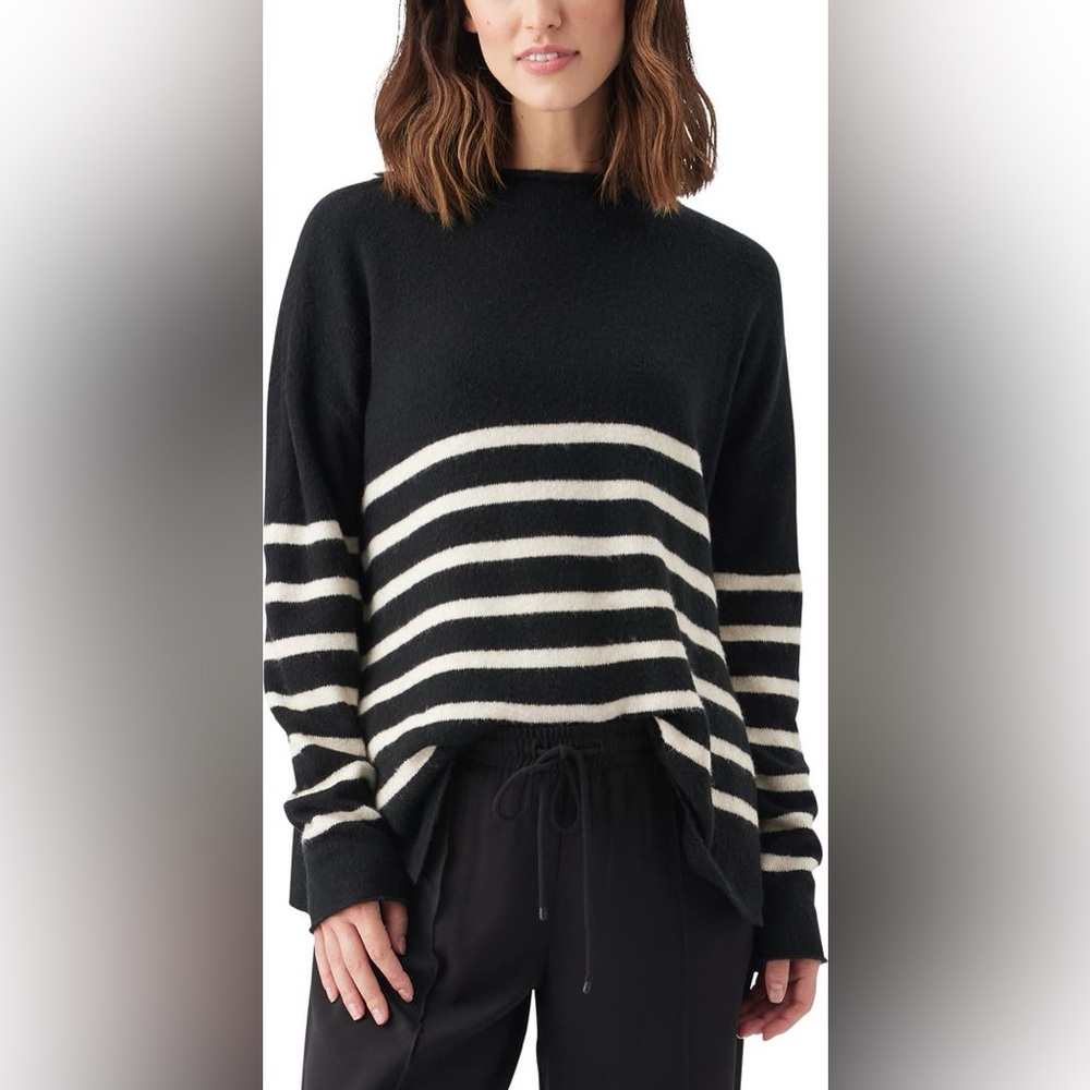 Ripe Maternity Gerrie Black Cream Striped Nursing Sweater Size S